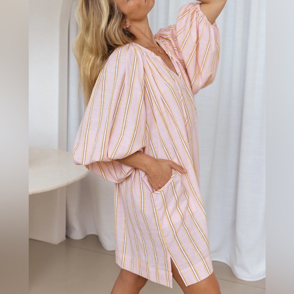 Daughters of India Poet Mini Dress in Pink Sorbet - Picture 12 of 13